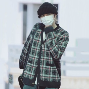 chrome hearts plaid cashmere cardigan